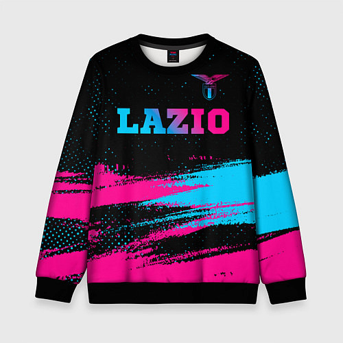 Детский свитшот Lazio - neon gradient: символ сверху / 3D-Черный – фото 1