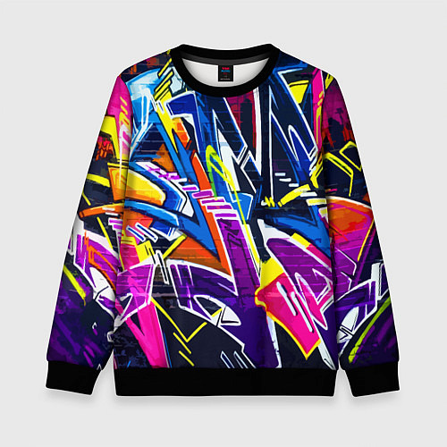 Детский свитшот Крутое экспрессивное граффити / 3D-Черный – фото 1