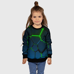 Свитшот детский Разлом зеленых неоновых плит - геометрия, цвет: 3D-черный — фото 2
