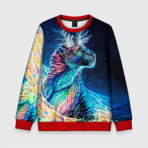 Детский свитшот Неоновый сказочный леопард / 3D-Красный – фото 1