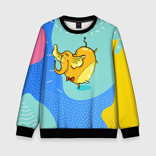 Детский свитшот Желтая слониха - балерина / 3D-Черный – фото 1