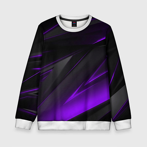 Детский свитшот Черно-фиолетовая геометрическая абстракция / 3D-Белый – фото 1