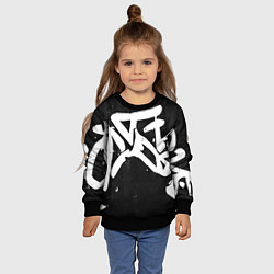 Свитшот детский Иероглифы в стиле граффити, цвет: 3D-черный — фото 2