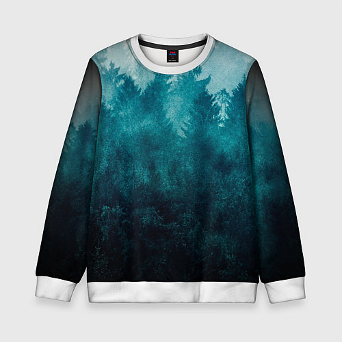 Детский свитшот Темный хвойный лес / 3D-Белый – фото 1