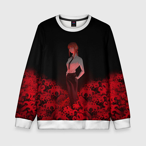 Детский свитшот Человек-бензопила: Макима Демон контроля / 3D-Белый – фото 1