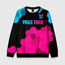 Детский свитшот Free Fire - neon gradient: символ сверху