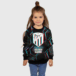Свитшот детский Atletico Madrid FC в стиле glitch на темном фоне, цвет: 3D-черный — фото 2