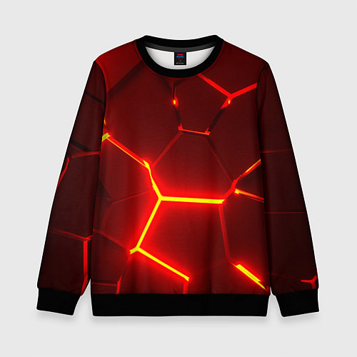 Детский свитшот Красные неоновые геометрические плиты / 3D-Черный – фото 1