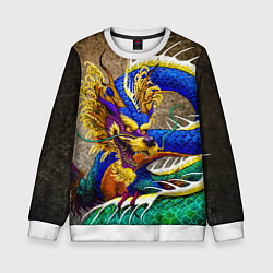 Свитшот детский Разноцветный Японский Дракон, цвет: 3D-белый