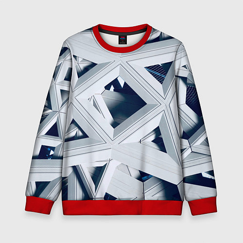 Детский свитшот Абстрактное множество металлический пластин / 3D-Красный – фото 1