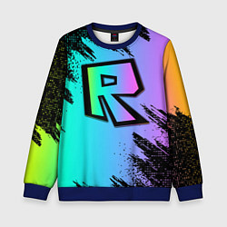 Свитшот детский Roblox neon logo, цвет: 3D-синий