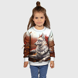 Свитшот детский Арт - волк с рыжей гривой, цвет: 3D-белый — фото 2