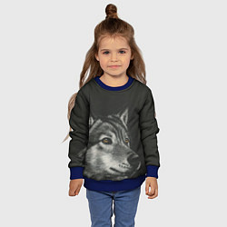 Свитшот детский Спокойный серый волк, цвет: 3D-синий — фото 2