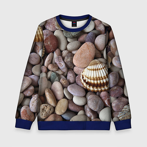 Детский свитшот Морские камни и ракушки / 3D-Синий – фото 1