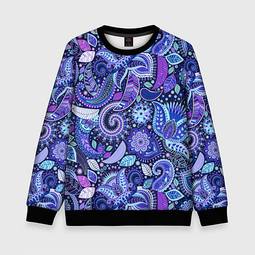 Детский свитшот Color patterns of flowers / 3D-Черный – фото 1