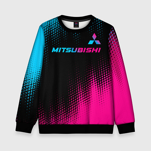 Детский свитшот Mitsubishi - neon gradient: символ сверху / 3D-Черный – фото 1