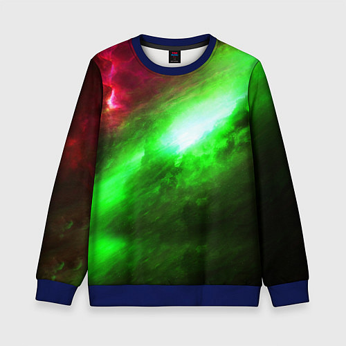 Детский свитшот Зеленый космос бесконечность / 3D-Синий – фото 1