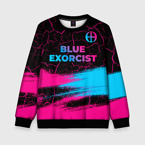 Детский свитшот Blue Exorcist - neon gradient: символ сверху / 3D-Черный – фото 1