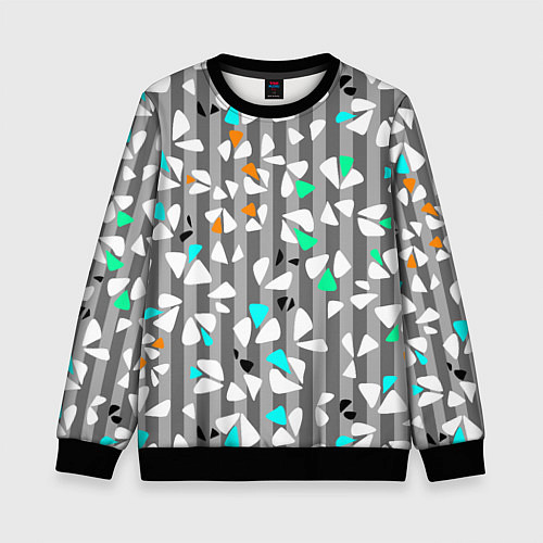 Детский свитшот Abstract pattern on striped gray background / 3D-Черный – фото 1