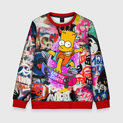 Детский свитшот Скейтбордист Барт Симпсон на фоне стены с граффити