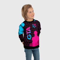 Свитшот детский GTA - neon gradient: надпись, символ, цвет: 3D-черный — фото 2