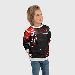 Свитшот детский Джиу-Джитсу : Глитч красный, цвет: 3D-белый — фото 2
