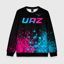 Свитшот детский UAZ - neon gradient: символ сверху, цвет: 3D-черный