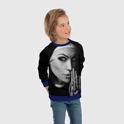 Свитшот детский Готическая монашка с татуировкой Страсть, цвет: 3D-синий — фото 2
