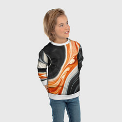 Свитшот детский Оранжевые разводы краски, цвет: 3D-белый — фото 2