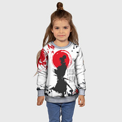 Свитшот детский Самурай на фоне солнца, цвет: 3D-меланж — фото 2