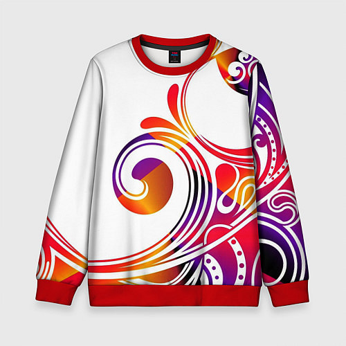Детский свитшот Узор на белом фоне / 3D-Красный – фото 1