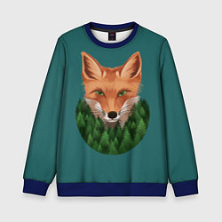 Свитшот детский Рыжая лиса в лесу, цвет: 3D-синий