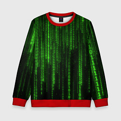 Свитшот детский Двоичный код зеленый, цвет: 3D-красный
