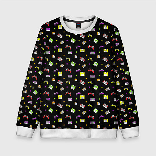 Детский свитшот 90s pattern on black / 3D-Белый – фото 1