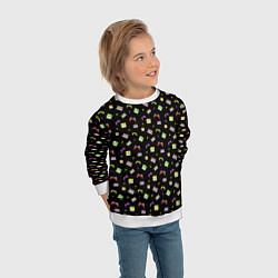 Свитшот детский 90s pattern on black, цвет: 3D-белый — фото 2
