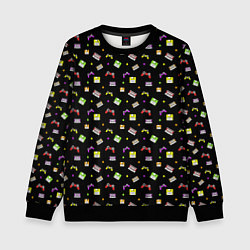 Свитшот детский 90s pattern on black, цвет: 3D-черный