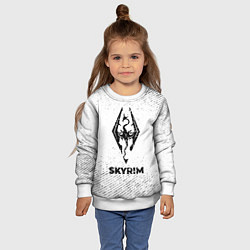 Свитшот детский Skyrim с потертостями на светлом фоне, цвет: 3D-белый — фото 2