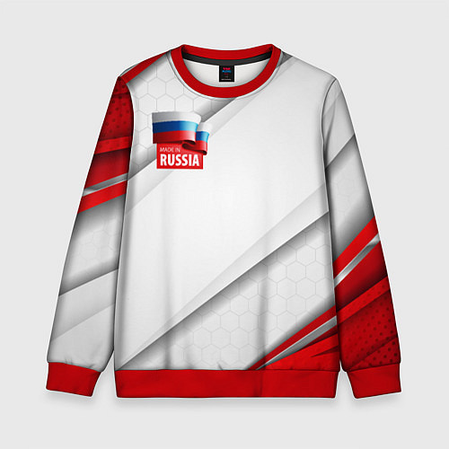 Детский свитшот Red & white флаг России / 3D-Красный – фото 1