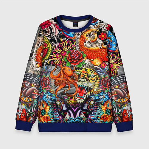 Детский свитшот Красочная иллюстрация / 3D-Синий – фото 1