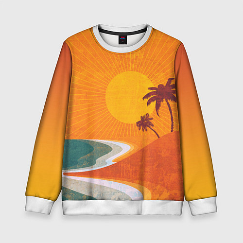 Детский свитшот Закат на побережье минимализм / 3D-Белый – фото 1