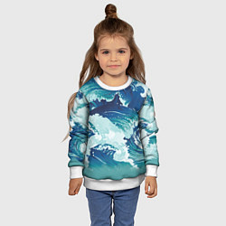 Свитшот детский Несущиеся морские волны, цвет: 3D-белый — фото 2