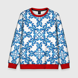 Свитшот детский Гжель рисунок цветы, цвет: 3D-красный