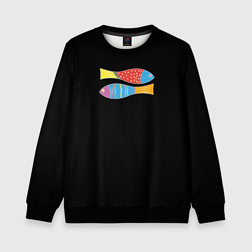 Детский свитшот Цветные рыбки знака зодиака / 3D-Черный – фото 1