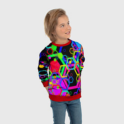 Свитшот детский Разноцветная геометрическая текстура, цвет: 3D-красный — фото 2