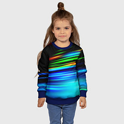 Свитшот детский Абстрактные неоновые полосы, цвет: 3D-синий — фото 2