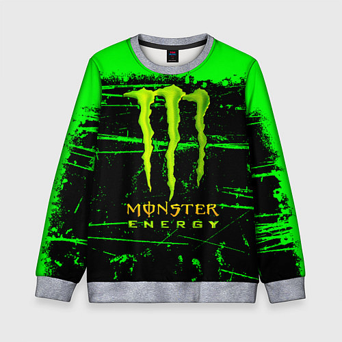 Детский свитшот Monster energy green neon / 3D-Меланж – фото 1