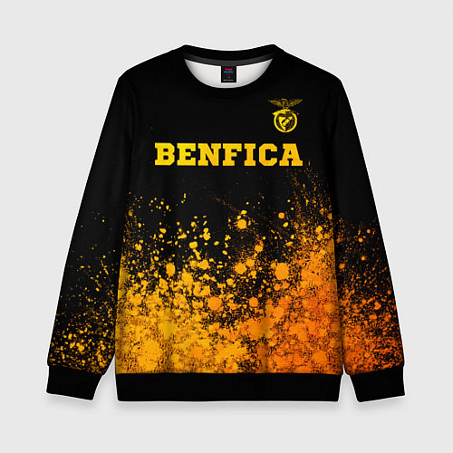 Детский свитшот Benfica - gold gradient: символ сверху / 3D-Черный – фото 1