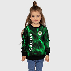 Свитшот детский Шкода зеленые молнии, цвет: 3D-черный — фото 2