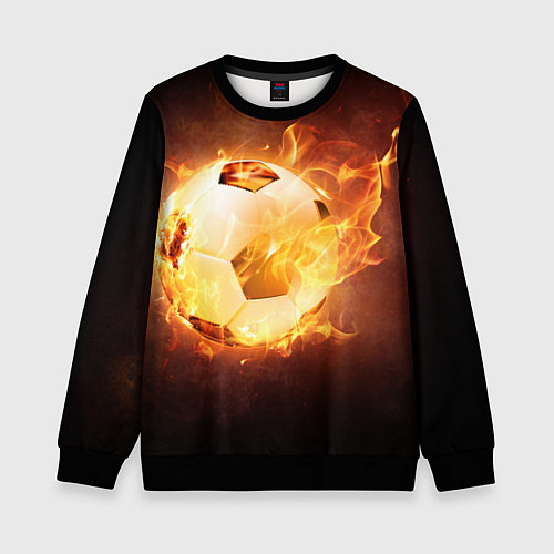 Детский свитшот Футбольный мяч огонь / 3D-Черный – фото 1