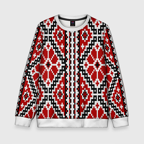 Детский свитшот Вышивка геометрический узор крест / 3D-Белый – фото 1